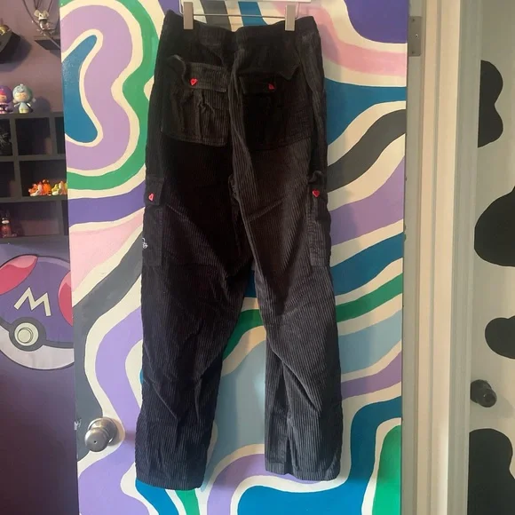 Black & Grey Corduroy Split Pants - Picture 4 of 5